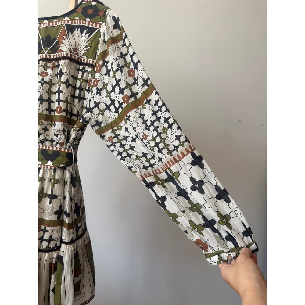 Cleobella Emory Belted Puff-Sleeve Mini Dress in Art Deco Size Large - Picture 11 of 15